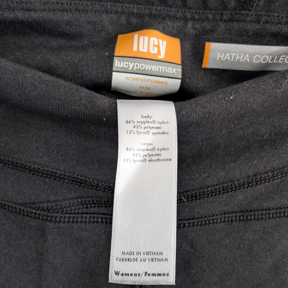 Lucy Hatha Collection Women's Cropped Leggings with Orange Logo Detail Medium - Picture 4 of 8